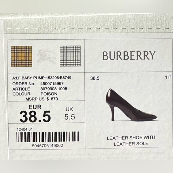 Burberry Glossy Leather Baby Pumps
Color- Poison
Womens size EU 38.5 - Picture 4 of 11